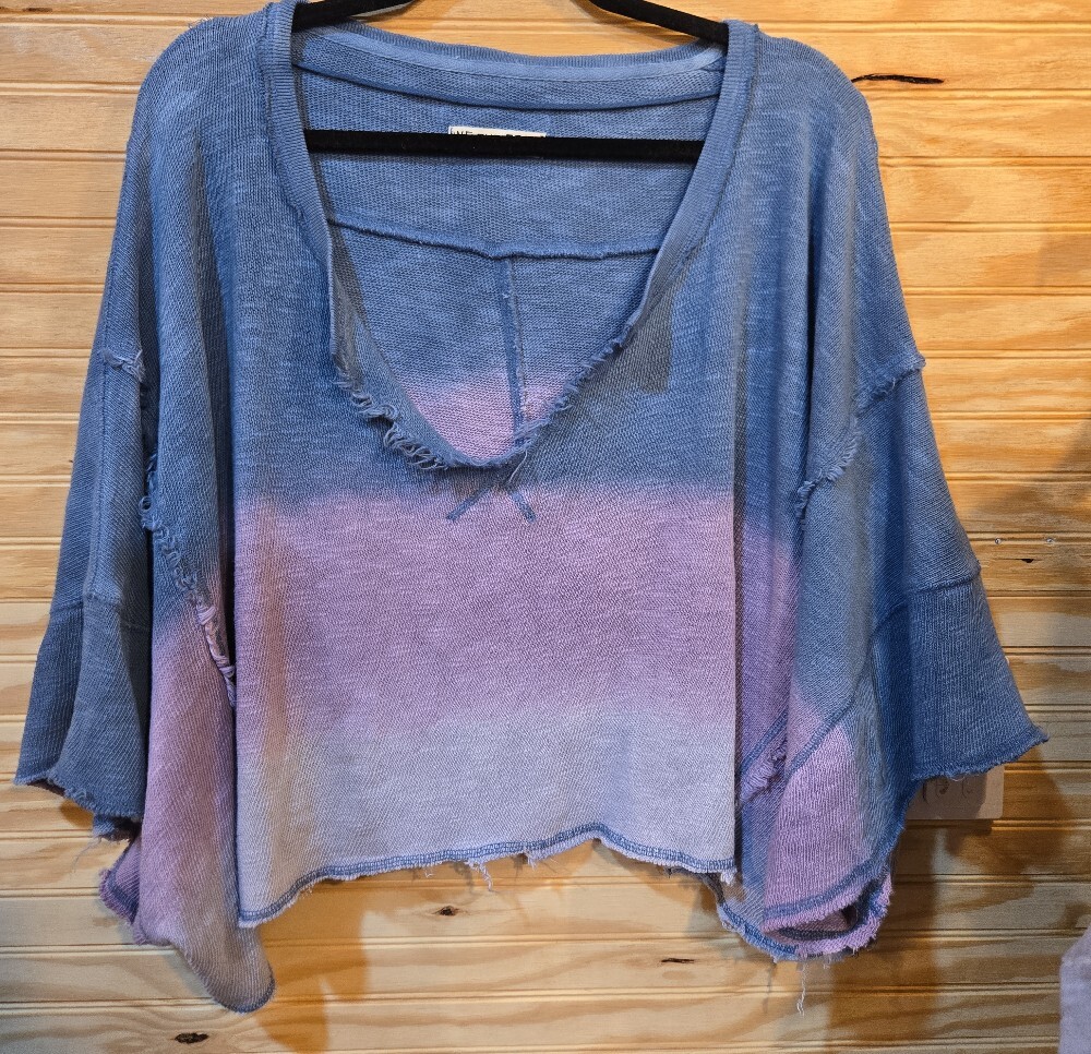 We The Free Ombre V-Neck Pullover - Blue & Lavender - Picture 3 of 8